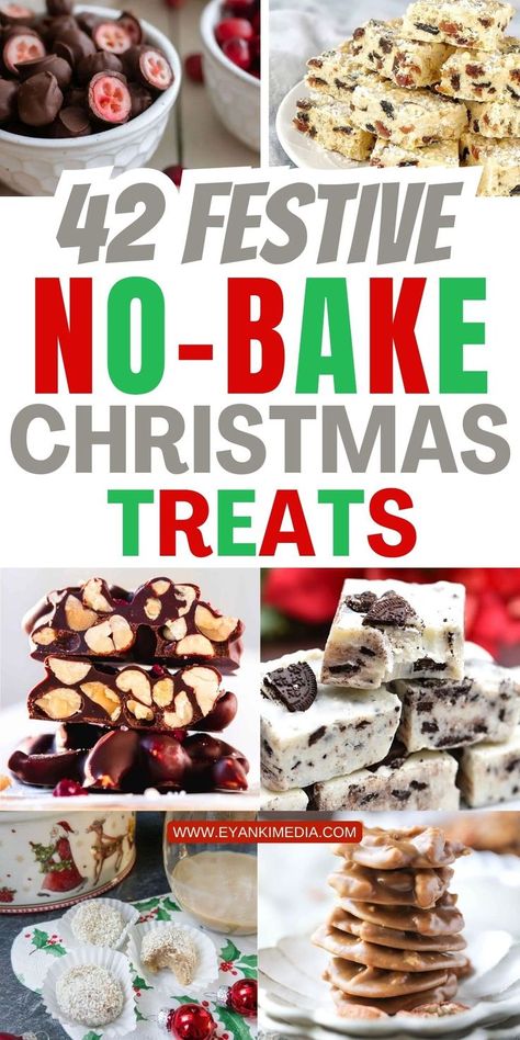 Create a memorable holiday celebration with these festive no-bake holiday desserts. From chocolate-covered delights to creamy confections, these quick no-bake Christmas recipes are sure to impress your friends and family. Indulge in these sweet treats that require no baking and are perfect for sharing. No Bake Deserts Christmas, Holiday Tin Treats, No Bake Christmas Candy Recipes, Easy Xmas Treats To Make, Holiday Bake Sale Treats, Christmas Treat Tins, Cheap Holiday Treats, No Fridge Desserts, Christmas Baking No Bake