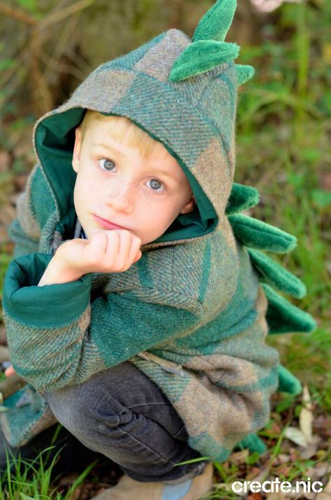 Dinosaur Coat by Twig + Tale Twig And Tale, Blanket Upcycle, Wool Blanket Upcycle, Raggedy Andy, Sew Baby, Coat Pattern Sewing, Sewing Baby Clothes, Kids Sewing, Baby Dino