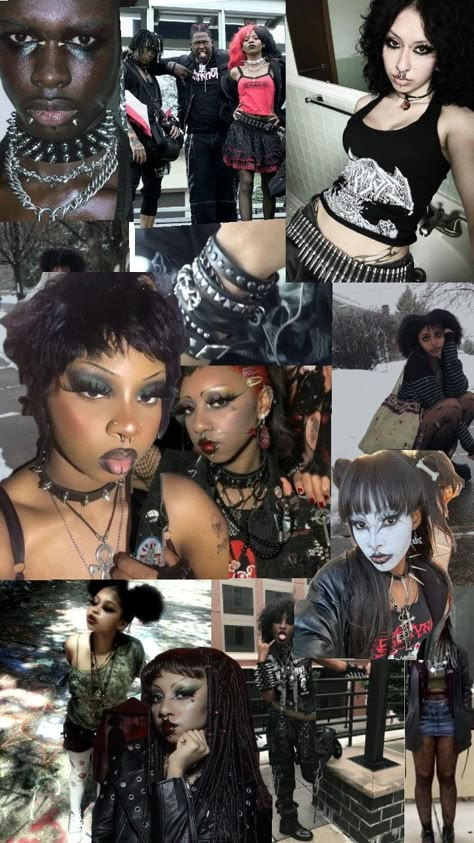 black alt Poc Alt, Poc Goth, Black Alt, Afro Goth, Fashion Mood Board, Hair Reference, Goth Outfits, Glam Rock