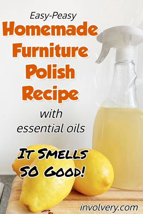 Homemade Furniture Polish - Best Smelling DIY Essential Oil Dusting Spray Recipe - Clever DIY Ideas Diy Lemon Oil Furniture Polish, Furniture Polish Diy, Diy Furniture Polish Wood, Diy Dusting Spray, Homemade Furniture Polish, Diy Furniture Polish, Polish Recipe, Dusting Spray, Wooden Outdoor Furniture