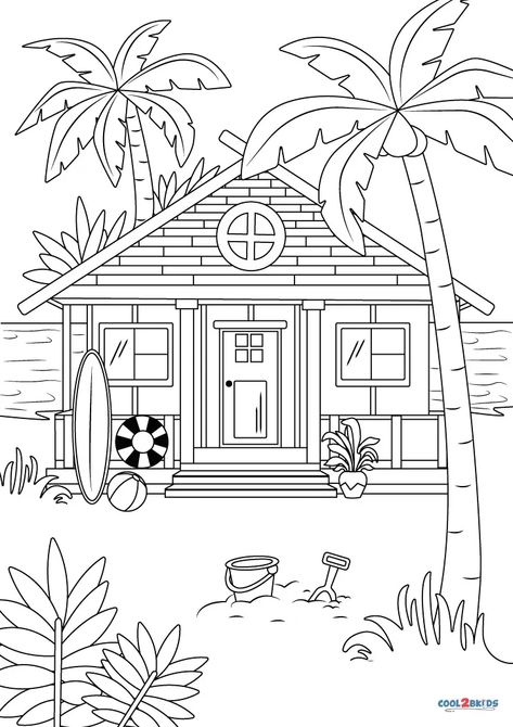 Summer Coloring Pages Aesthetic, Printable Colouring Pages Adults, Summer Coloring Sheets Aesthetic, Coloring Printables For Adults, Beach Coloring Pages For Adults, Colouring Sheets Aesthetic, Colouring Pages For Kids Printables, Colouring Pages For Adults Aesthetic, Beach House Drawing