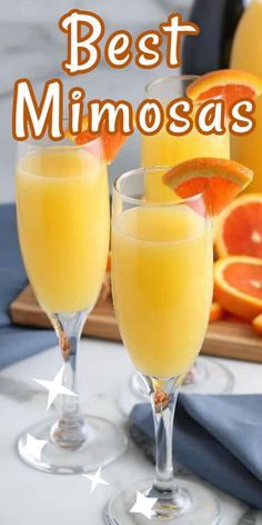 Mimosa Bar Ideas, Best Mimosa Recipe, Mimosa Drink, Orange Juice Recipes, Refreshing Beverages, Mimosa Recipe, Brunch Drinks, Vegan Drinks, Peach Juice