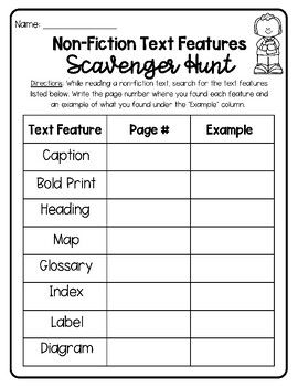 Non-fiction Text Features Scavenger Hunt WorksheetText Feature Activity Hunt - an exciting way to engage and educate your students about text features! This activity is perfect for teachers, parents, or anyone who wants to make learning about nonfiction text features fun and interactive. Text Feature Scavenger Hunt, Non Fiction Text Features Activities, Non Fiction Activities, Text Features First Grade, Ela Rotations, Beachy Classroom, Text Features Anchor Chart, Non Fiction Text Features, Nonfiction Text Features Activities