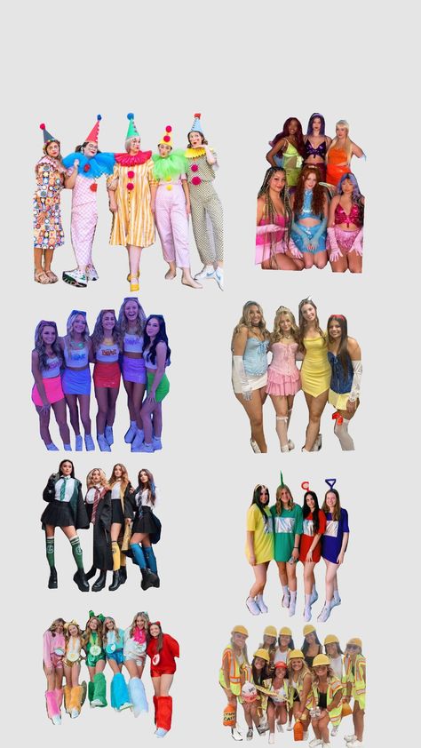 Cute Halloween Costumes 4 Friends, Quadruplet Costume Ideas, Cute Halloween Costumes For 7 People, Halloween Ideas For Four People, Stunt Group Themes Costumes, Group Costume Ideas 4 People, Costumes For 4 Girls Halloween, Three Friends Costumes Halloween, Four Halloween Costumes Group Of