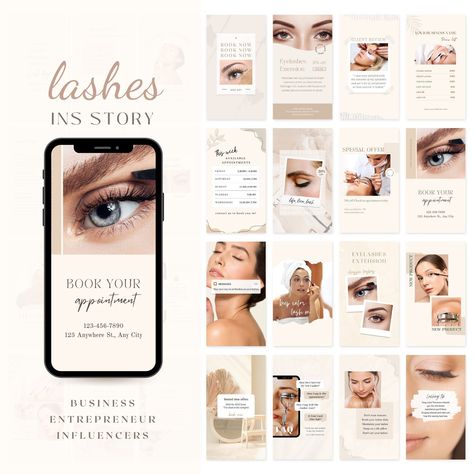 Lash Tech Instagram Story| Lash Artist Instagram Template| Eyelashes Extension Stories| Esthetician beauty Post| Social Media Canva Template #lashtech #lashartist #eyelashesinstagram #lashstory #eyelashesextension #beautyinstagram #skincareinstagram Lash Instagram Theme, Lash Artist Instagram, Lash Content, Lash Tech Instagram, Blogger Branding, Lash Map, Cosmetics Banner, Lash Business, Lash Salon