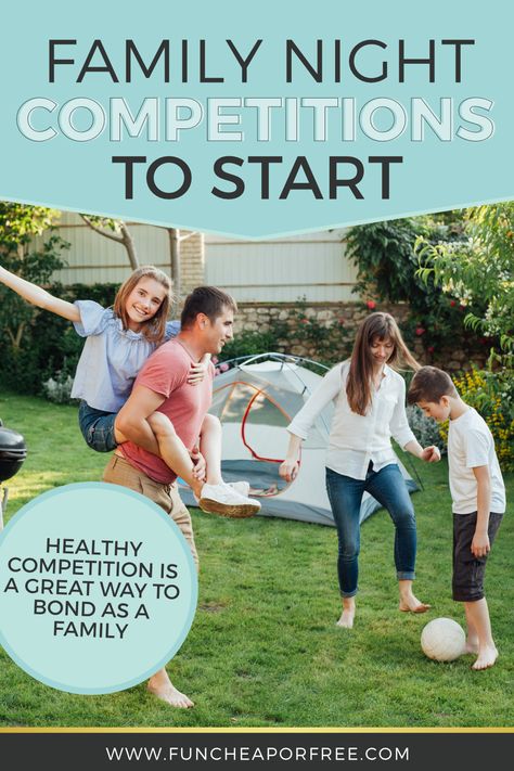 These fun family competitions are a new way to have fun with your family! Family night ideas from Fun Cheap or Free Family Fun Night Ideas, Family Night Activities, Olympic Idea, Healthy Competition, Family Challenge, Family Fun Night, Outdoor Christmas Lights, Family Night, Night Ideas