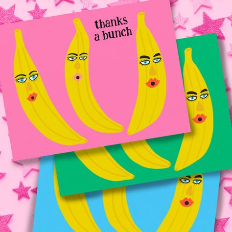 THANKS A BUNCH Funny Bananas Thank you Cute  Postcard Banana Funny, Cute Postcard, Funny Postcards, Thank You Postcards, Thanks A Bunch, Art Hand, Post Cards, Vintage Postcard, Cool Patterns