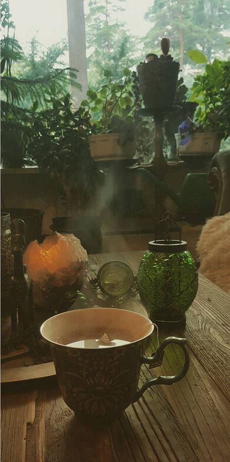 Green Witch Interior, Witchy Coffee Shop Aesthetic, Earthy Witch Aesthetic, Witchy Tea, Bohemian Living Spaces, Soft Living, Nature Witch, Hippie Lifestyle, Earthy Aesthetic