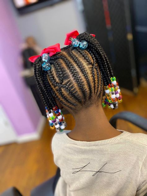 Girl Braids Hairstyles Kids Black Little, Plat Hairstyles Black Natural Hair, Kids Styles Hair Black Braids, Braided Pigtails Black Kids, Children Cornrow Hairstyles Natural Kids, 2 Braided Ponytails For Kids, Two Braided Ponytails For Kids, Daughter Hairstyles Braids, Toddler Cornrow Styles