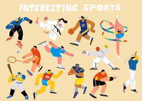 Sports Illustrations Art, Sports Illustrations Design, Vector Character Design, School Murals, Illustrations Design, Sport Poster Design, Corporate Art, Illustrations Art, Sport Illustration