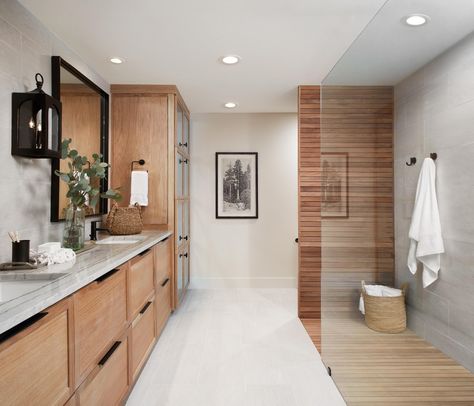 Joanna Gaines Has These Brilliant Tips for Creating the Perfect Master Bathroom Teak Shower Floor, Master Bath Layout, Small Master Bath, Teak Bathroom, Teak Flooring, Spa Bathroom, Large Bathroom, Primary Bathroom, Primary Bath