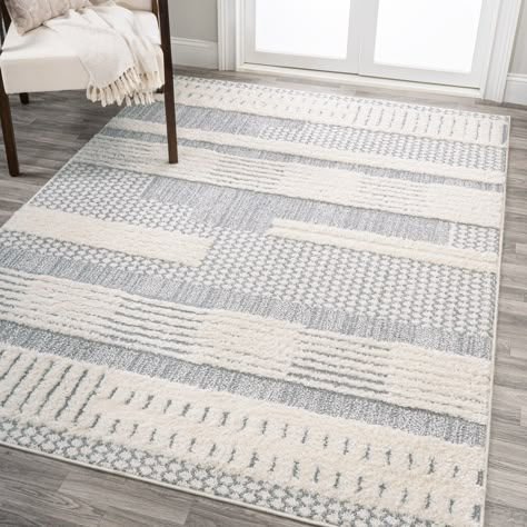 Inspired by vintage Scandinavian designs, this geometric rug has a Bohemian vibe. Flat weave has plush sections that add texture to the living room, bedroom, or home office. The busy abstract pattern is perfect for homes with kids and pets. Minimalist Coastal, Scandinavian Designs, Mid Century Modern Interiors, Vintage Scandinavian, Coastal Living Room, Coastal Cottage, Blue Area, Coastal Homes, Coastal Living