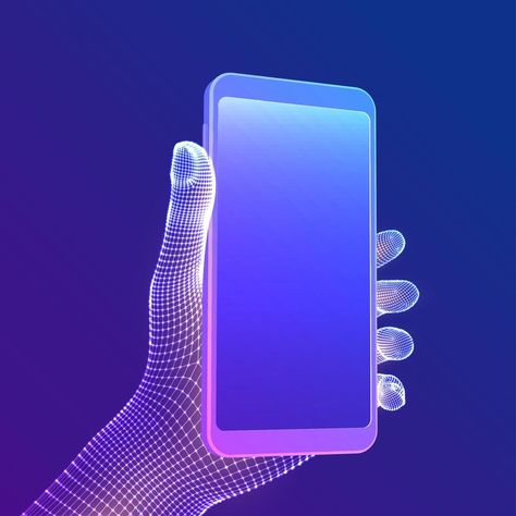 Smartphone in hand. Closeup mobile phone with blank empty screen in hand. Communication app smartphone concept. Digital concept of gadgets and devices themes. Abstract technology vector illustration. Phone Illustration Smartphone, Futuristic Phones, Smartphone Concept, Smartphone Illustration, Phone Gif, Mobile Aesthetic, Mobile Phone Logo, Neon Icons, Technology Vector