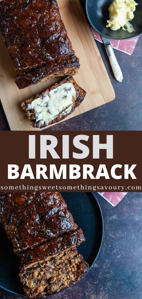 Irish Barmbrack is a traditional fruit cake that was originally served on Halloween but is now enjoyed all year long in Ireland.  The dried fruit is soaked in tea overnight for a really moist, delicious cake that's delicious sliced and spread with butter. #irishbarmbrack #irishbarmbrackrecipe #halloweenbarmbrackrecipe #howtomakebarmbrack #barmbrackrecipeuk Irish Barmbrack, Barmbrack Recipe, Traditional Fruit Cake, Irish Dessert Recipes, Irish Desserts Traditional, Irish Desserts, Irish Recipes Traditional, Irish Cuisine, Scottish Recipes