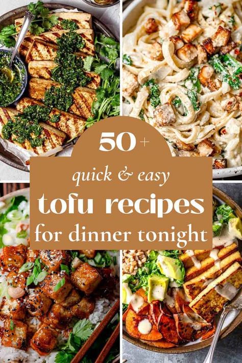 Looking for some vegan friendly weeknight dinner inspiration? Here are 50+ beginner friendly, easy tofu recipes to make for dinner tonight! These quick and easy tofu recipes range from rice dishes, stir fries, noodles, sandwiches and more! Quick Vegan Tofu Recipes, Best Tofu Dinner Recipes, Vegan Dinner With Tofu, Easy Vegan Tofu Dinner, Cheap Tofu Recipes, Tofu Dinner Ideas Healthy, Crock Pot Tofu Recipes, Easy Tofu Meals, Tofu Main Dish Recipes