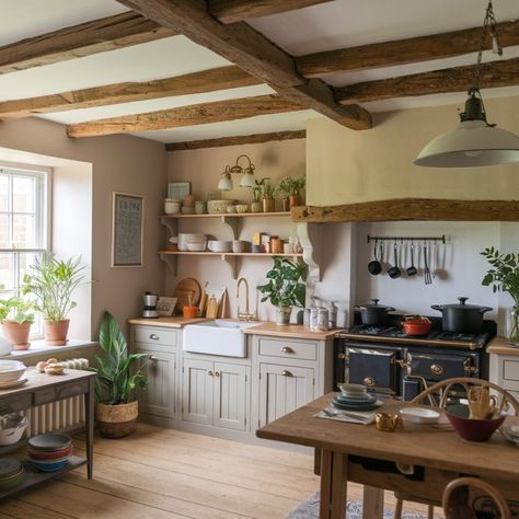 31 English Country Kitchen Ideas – The DIY Desire English Country Home Decor, English Manor Kitchen, English Country Style Kitchen, Small Cottage Kitchen Inspiration, English Country Kitchen Ideas, English Kitchen Design, English Cottage Style Kitchen, British Country Kitchen, European Country Kitchen