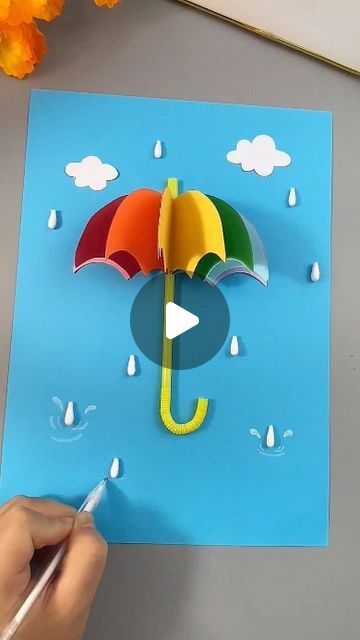 paper crafts creator on Instagram: "Title: "Holiday Fun: Making a Rainbow Umbrella with Your Children" Hashtags: #KindergartenHandicraft #ParentChildHandicraft #CreativeCrafts #HandmadeDIY #ChildrensCrafts #RainbowUmbrellaCraft" Diy Paper Rainbow, How To Make A Paper Umbrella Crafts, Paper Craft Umbrella, Rain Kids Crafts, Rainbow Craft For Kindergarten, Umbrella Activity For Kids, Umbrella Making Craft, How To Make Umbrella With Paper, Umbrella Craft For Kids