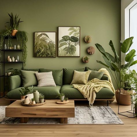 Discover the Secrets of Green Living Room Decor • 333+ Images • [ArtFacade] Living Room With Brass Accents, Modern Green Living Room, John Madden, Green Living Room Decor, Spavaća Soba, Design Ložnic, House Maintenance, Sunroom Ideas, Interior Boho