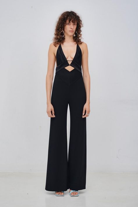 Evening Wear Jumpsuits, Black Cutout Jumpsuit, Summer Evening Wear, All Black Attire, Cutout Jumpsuit, Hair Challenge, Galvan London, Body Measurement Chart, Black Attire