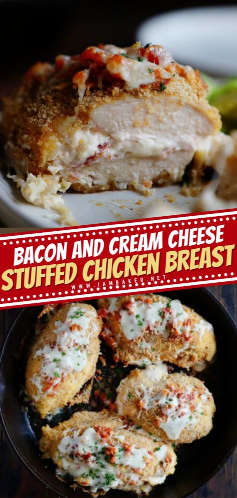 Stuffed Chicken Keto Recipes, Chicken Stuffed With Bacon And Cheese, Stuffed Chicken Ideas For Dinner, Main Entree Recipes Dinners, Bacon Ranch Stuffed Chicken, Chicken N Bacon Recipes, Dinner Ideas Stuffed Chicken, Cream Cheese Stuffed Bacon Wrapped Chicken, Cream Cheese Stuffed Chicken Recipes