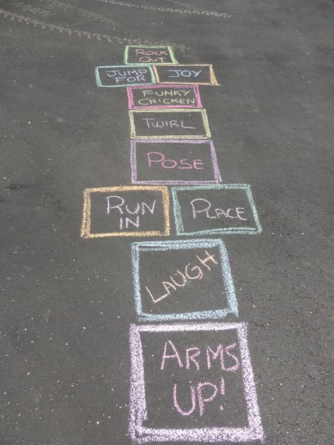 Games To Play With Chalk, Cute Hopscotch Ideas, Chalk Art Hopscotch, Chalk Art Games, Hopstoch Ideas, Sensory Sidewalk Chalk Path, Easter Hopscotch, Chalk Hopscotch Ideas, Cool Hopscotch Ideas