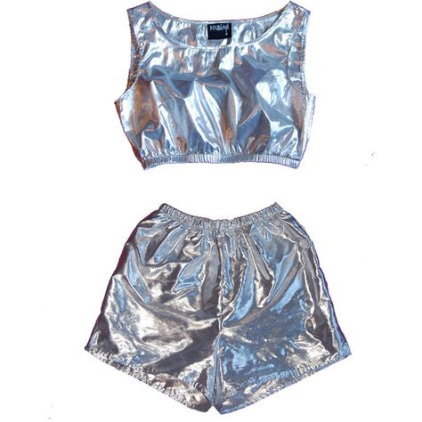 Silver Crop Top Sea Punk Mirror Shiny Reflective Cyber Futuristic... (€42) ❤ liked on Polyvore featuring shorts, playsuit, set, shirts and barbarella Sea Punk, Silver Crop Top, Vestido Shein, Silver Outfits, Spring Heels, Space Fashion, Barbie Gowns, Dresses Outfits, Girls Boutique