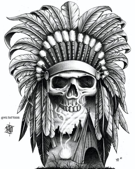 Yo black&grey Tattoo artist on Instagram: “Native American skull 💀☠ Pencil on paper . #nativeskull #nativeamericanskull #hustler #nativeamerican #skull #tattoodesign #blackandgrey…” Navajo Tattoo, Tattoo Crane, Indian Skull Tattoos, Headdress Tattoo, Indian Skull, Kunst Tattoos, Indian Headdress, American Tattoos, Indian Tattoo