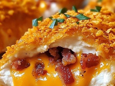 Crispy Goodness: Cream Cheese and Bacon Stuffed Doritos Chicken for the Perfect Comfort Meal - NewsBreak Stuffed Doritos, Unique Chicken Recipes, Fried Cheese Bites, Baked Bbq Chicken Recipes, Lazy Lasagna Recipe, Doritos Chicken, Lemon Loaf Recipe, Dorito Chicken, Pimento Cheese Recipes