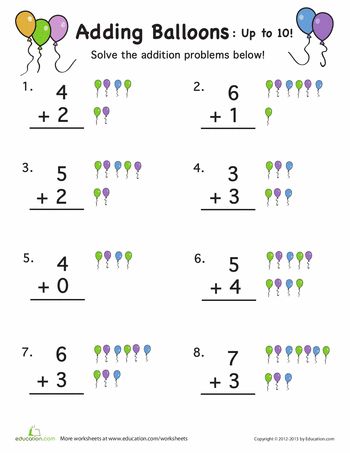 Worksheets: Adding Up To 10 Kindergarten Math Addition, Kindergarten Math Worksheets Addition, Addition Worksheet, Kindergarten Addition Worksheets, Math Addition Worksheets, Addition Practice, Addition Kindergarten, Camping Theme Classroom, Preschool Math Worksheets