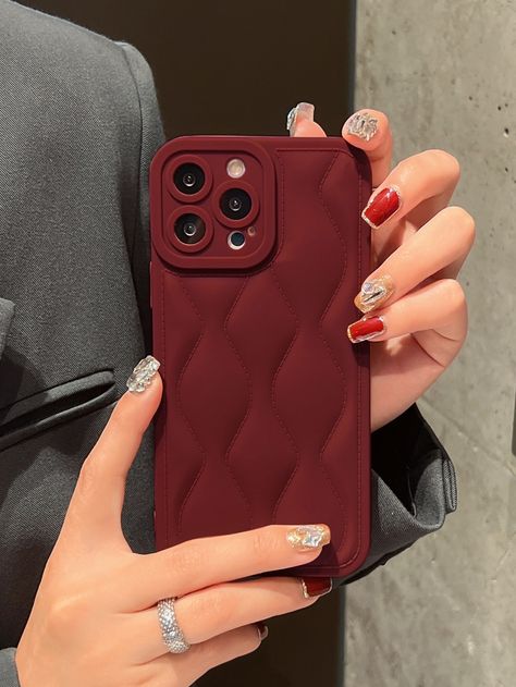 Dark Red Phone Case, Red Phone Case Aesthetic, Plain Phone Cases, Red Phone Case, Gold Phone Case, Red Iphone Case, Cute School Bags, Cherry Red Color, Red Cases