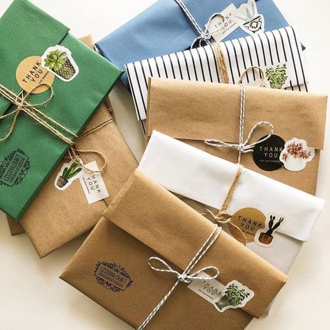 A cute way to wrap your Christmas presents with novelty stickers #giftwrapping #giftwrappingideas #creativegiftwrapping #christmaspresentwrappingideas #giftwrapchristmas #giftwrap #giftwrapstickers #giftwrappedpresents Etsy Packaging, Wrapped Presents, طابع بريدي, Gift Wrapping Inspiration, Packaging Ideas Business, Small Business Packaging Ideas, Gifts Wrapping Diy, Handmade Packaging, Pen Pal Letters