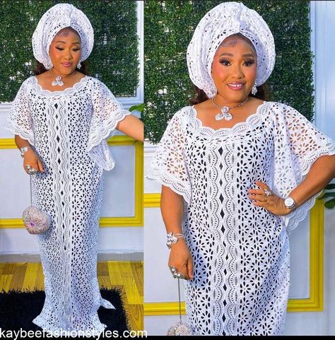 Best White Lace Gown Styles for Wedding Guests in 2023 - Kaybee Fashion Styles Bubu Style For Materials, Free Bubu Gown Styles, White Lace Gown Styles, Lace Gown Styles For Wedding, Gown Styles For Materials, Ankara Agbada Styles For Women, Styles For Materials, Lace Styles For Wedding Guest, Dress Styles For Wedding