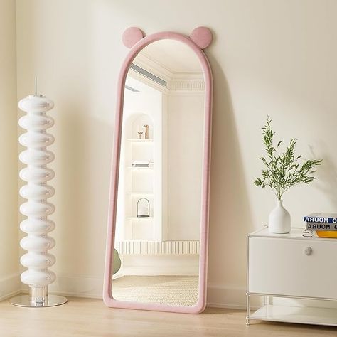 Amazon.com: ZMYCZ Full Length Mirror, Arched Floor Mirror with Stand, 63"x24" Wall Mirror Full Length, Freestanding Mirror Hanging or Leaning, Large Mirror with Flannel Frame, Body Mirror for Bedroom (Ear Pink) : Home & Kitchen Full Length Mirror Kids Room, Wall Mirror Full Length, Freestanding Mirror, Arched Floor Mirror, Unique Rabbit, Mirror For Bedroom, Mirror Full Length, Full Mirror, Wavy Mirror