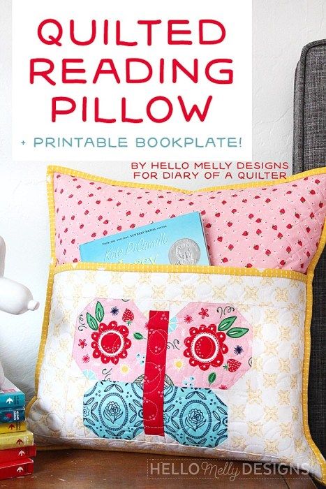 Quilted Butterfly Reading Pillow by Guest Host Melanie Collette Sewing With Scraps, Quilted Butterfly, Pillow Sewing, Diary Of A Quilter, Butterfly Books, Pillow Projects, Book Pillow, Pocket Pillow, Pillow Tutorial