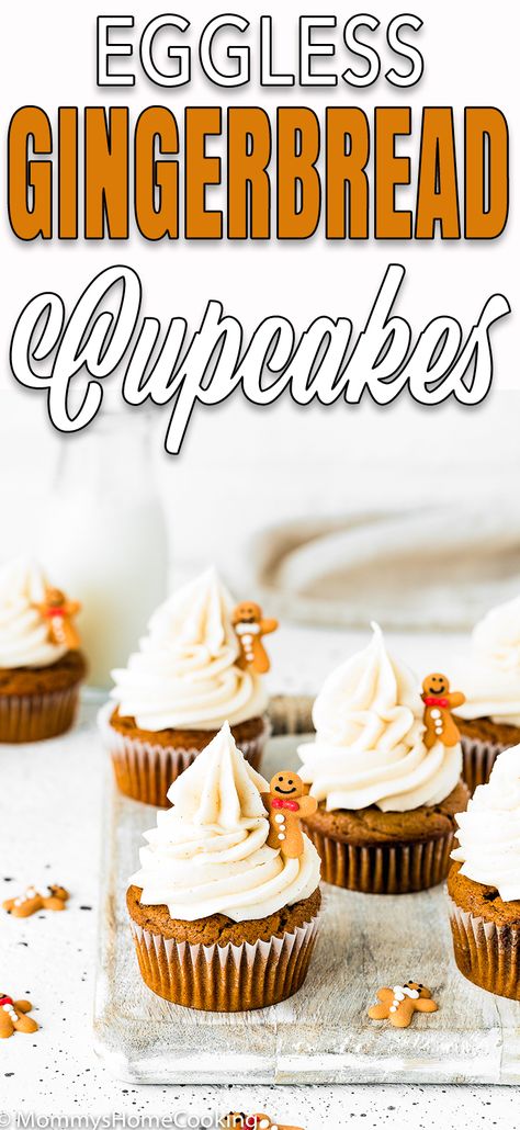 These Easy Eggless Gingerbread Cupcakes are fluffy, moist and delicious! Bursting with warming winter spices, these eggless cupcakes are a sweet way to please any crowd. #recipe #easy #eggless #eggfree #cupcakes #gingerbread #holiday #egglessbaking #creamcheesefrostig Elote Dip Recipe, Eggless Cupcakes, Gingerbread Recipes, Latino Food, Dessert Breads, Cupcakes Easy, Gingerbread Cupcakes, Cinnamon Cream Cheese, Gingerbread Party