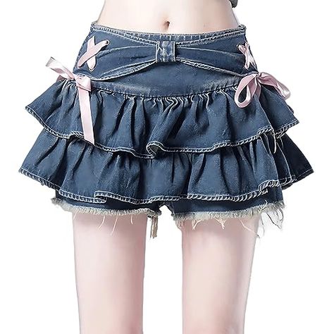 Shoujo Clothes, Kenzie Outfits, Kawaii Casual, Denim Short Skirt, Goth Kawaii, Check Skirt, Denim Short, Kawaii Clothes, Fancy Outfits