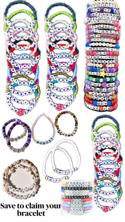 Save your Taylor swift bracelet before they all run out Taylor Swift Bracelets, Swift Bracelet, Make Clay Beads, Swift Bracelets, Taylor Swift Outfits, Clay Bracelet, Bracelet Ideas, Cute Bracelets, Run Out