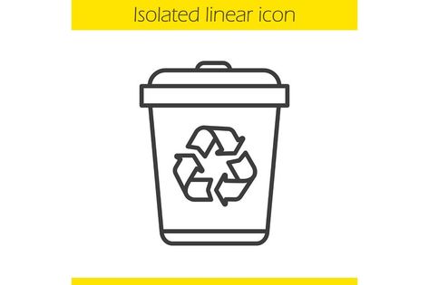 Trash Bin Drawing, Dustbin Drawing, Recycle Bin Icon, Recycle Bin, Outline Drawing, Outline Drawings, Trash Bins, Waste Basket, Line Illustration