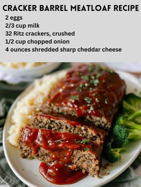 Cracker Barrel Meatloaf Recipe is an easy and quick healthy All Recipes keto dinner ideas recipes that you can cook if you like . In Tasty Recipes blog we got Meatloaf Cracker Barrel Recipe, Cracker Barrel Meatloaf Recipe Copycat, Meatloaf Ritz Crackers Recipe, Meatloaf Cracker Barrel, Meatloaf With Crackers, Meatloaf With Ritz Crackers, Hoagie Recipes, Ritz Cracker Meatloaf, Ritz Cracker Meatloaf Recipe