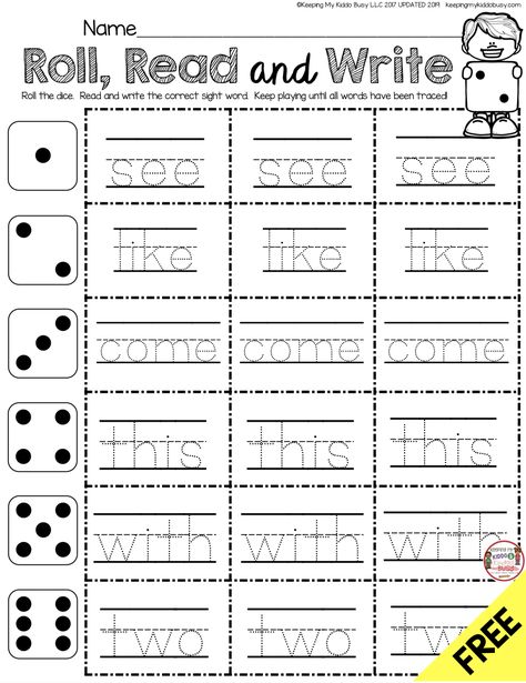 FREE Roll a Sight Word - Read Trace and Write - Leprechaun and St. Patrick's Day freebie worksheets - Math and Literacy Centers for Saint Patty's Day #kindergarten #kindergartenmath #kindergartenreading #stpatricksday Ingles Kids, March Math, Preschool Sight Words, Teaching Sight Words, Sight Word Reading, Sight Word Worksheets, Kindergarten Lesson Plans, Letter Tracing, Kindergarten Centers