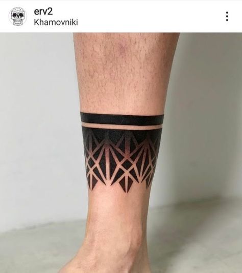 Geometric Ankle Band Tattoo, Unique Arm Band Tattoo Design For Men, Arm Band Cover Up Tattoo, Leg Bracelet Tattoo, Leg Band Tattoo Men, Ankle Band Tattoo Mens, Geometric Arm Band Tattoo Design, Leg Band Tattoos For Men, Ankle Band Tattoo Women