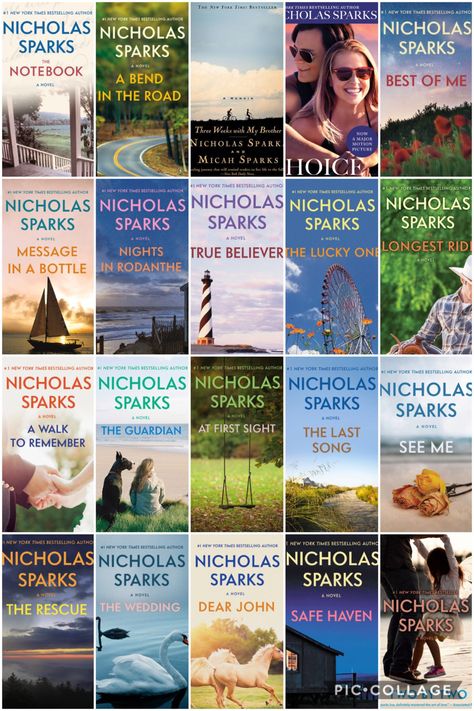 20 of 21 of all of every Nicholas sparks book (only missing is Every Breath, newest book) Nicolas Sparks Movies, Nicolas Sparks Books, Nicholas Sparks Movies List, Nicholas Sparks Aesthetic, Nicholas Sparks Quotes, Nicholas Sparks Movies, Nicholas Sparks Books, Nicholas Sparks, Good Movies To Watch