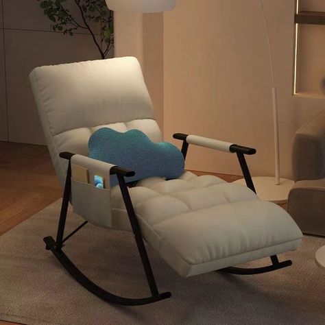 Leather Armchair Living Room, Comfortable Modern Furniture, Rocking Chair Living Room, Modern Simple Bedroom, Chair Balcony, Big Comfy Chair, Folding Armchair, Rocking Armchair, Modern Recliner