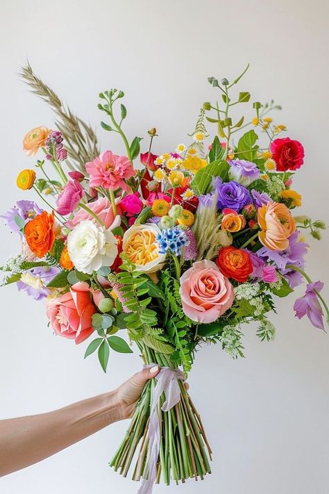 Bright Wedding Bouquet, Wildflower Wedding Theme, Forest Theme Wedding, Boquette Flowers, Bright Wedding, Flowers Bouquet Gift, Wildflower Bouquet, Flower Therapy, Beautiful Bouquet Of Flowers