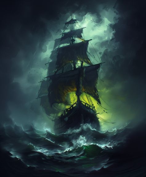 Hanzo | Haunted Horizons: The Ghost Ship's Voyage 🏴‍☠️ 🚀These images were created with the use of AI Art Tools (Midjourney) #aiart… | Instagram Pirates Ship, Haunted Ship, Pirate Art, Ghost Ship, Pirate Life, Pirate Ship, The Ghost, Art Tools, Generative Art