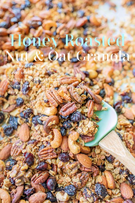 Honey Cinnamon Roasted Nut & Cherry Granola Cherry Granola, Healthy Travel Snacks, Healthy School Snacks, Honey Cinnamon, Simply Taralynn, Granola Healthy, Fall Dishes, Dried Cherries, Granola Recipes