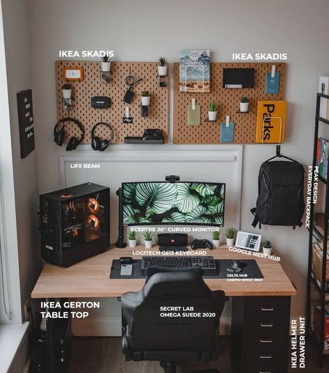 A Truly Inspiring Minimalist Home Office Setup - Minimal Desk Setups Minimal Desk Setup, Mens Bedroom Decor, Minimal Desk, Minimalist Home Office, Computer Desk Setup, Home Studio Setup, تصميم للمنزل العصري, Bedroom Setup, Gaming Room Setup