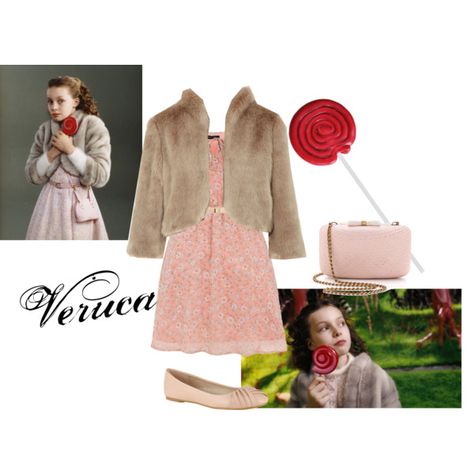 Charlie and the Chocolate Factory: Veruca Salt by dog-lover99 on Polyvore featuring Untold, ALDO, Kayu and Forever 21 Veruca Salt Willy Wonka, Veruca Salt Costume, Peppermint Patty Charlie Brown, Christmas Costumes Diy, Willy Wonka Costume, Buzz Lightyear Costume, Halloween Duos, Veruca Salt, Charlie And The Chocolate Factory