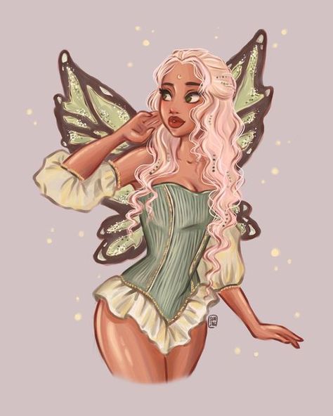 Fairy Cartoon, Image Princesse Disney, Fairy Drawings, Black Fairy, Pixies Fairies, Cute Fairy, Fairy Girl, Illustrator Illustration, Dessin Adorable