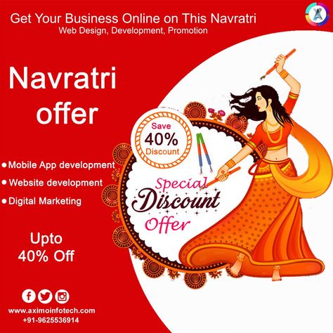 Navratri Offer Navratri Offer, Marketing Graphics, Business Website Design, Navratri Special, Application Development, Design Software, Mobile App Development, Call Whatsapp, Business Website